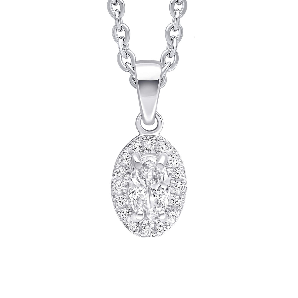 Gecko Jewellery Oval Halo Pendant – Recycled Silver & Cubic Zirconia