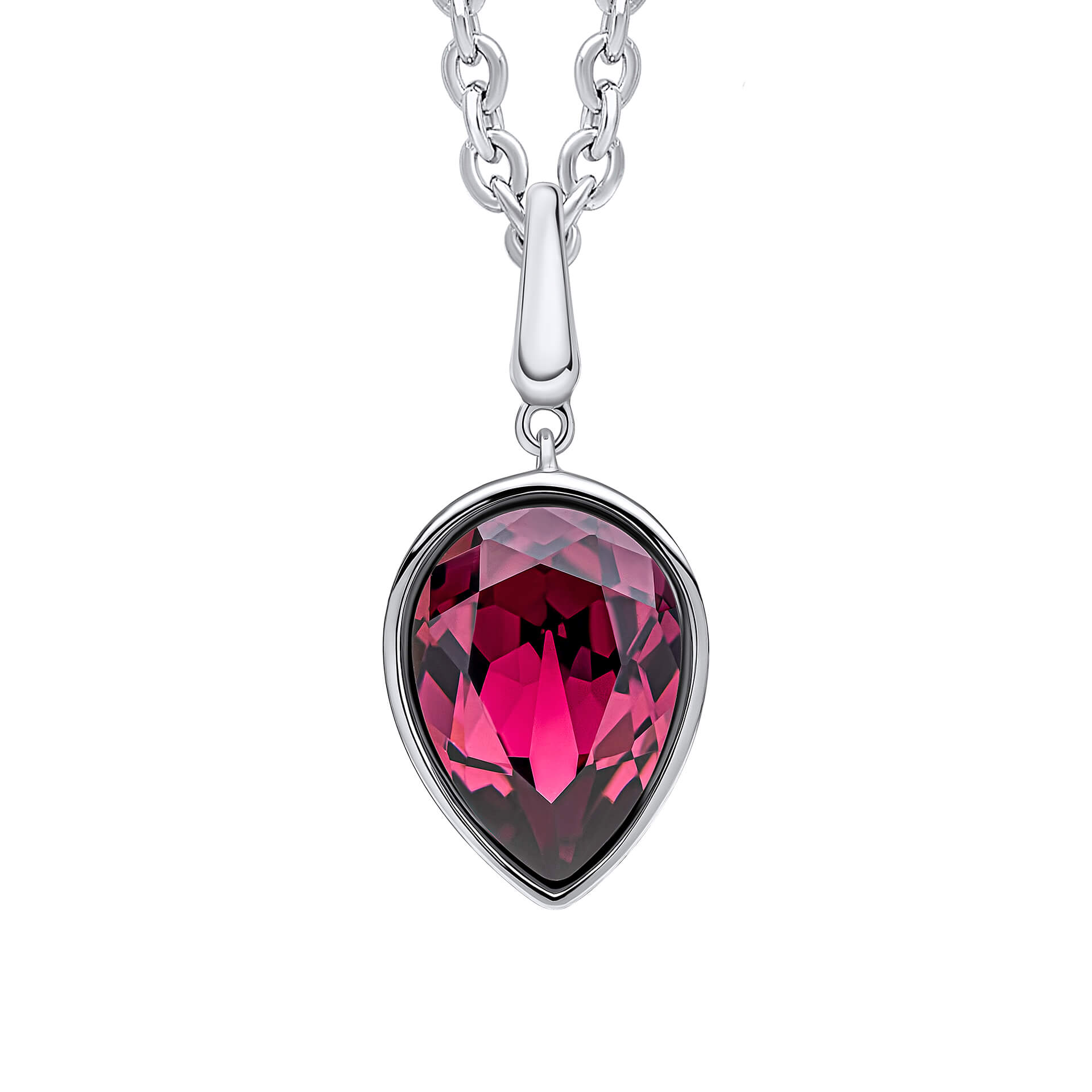 Pear Shape Crystal Pendant in Recycled Sterling Silver | Gecko Jewellery