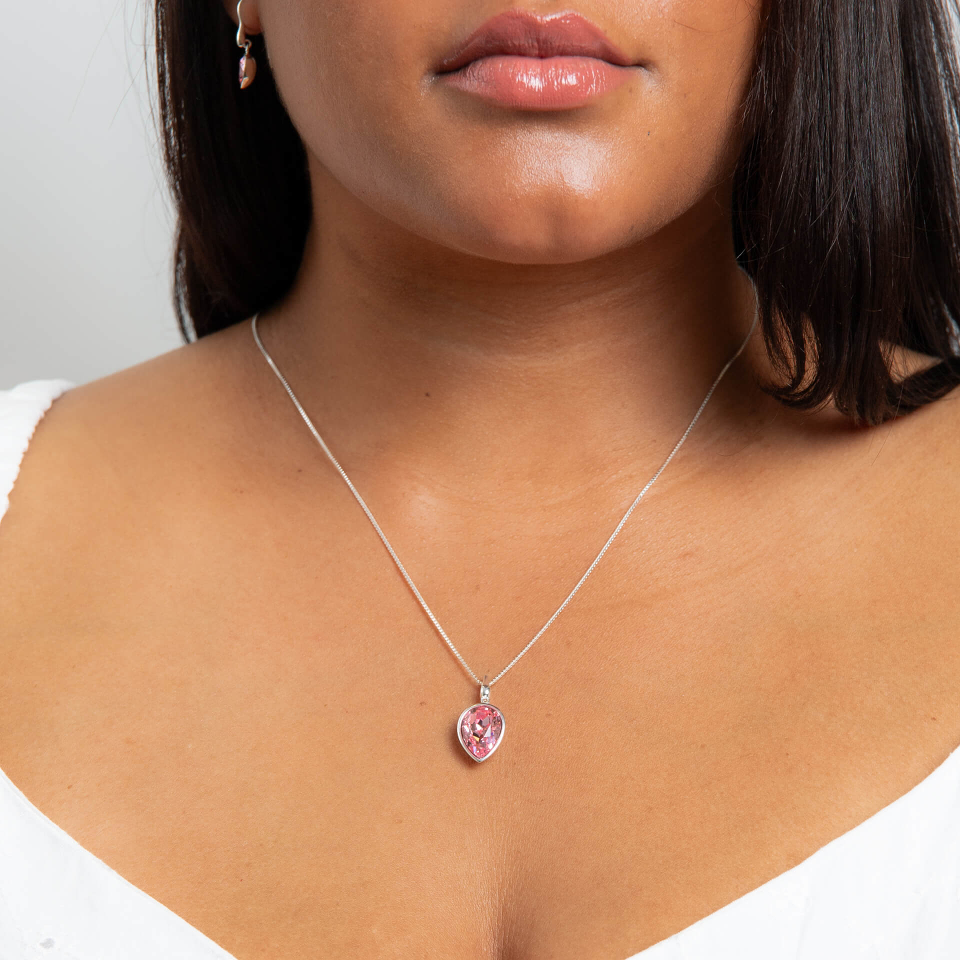 Pear Shape Crystal Pendant in Recycled Sterling Silver | Gecko Jewellery