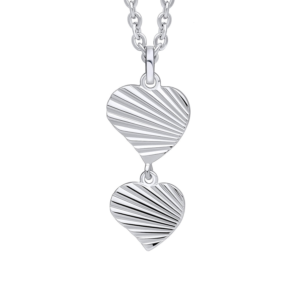 Gecko Jewellery Recycled Sterling Silver Diamond Cut Double Heart Pendant