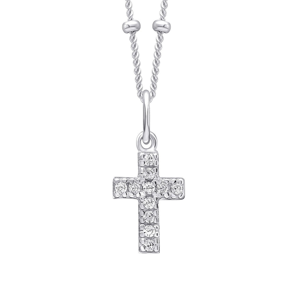 Gecko Jewellery Recycled Sterling Silver Cubic Zirconia Cross Pendant