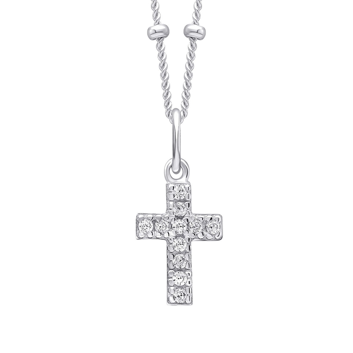 Gecko Jewellery Recycled Sterling Silver Cubic Zirconia Cross Pendant