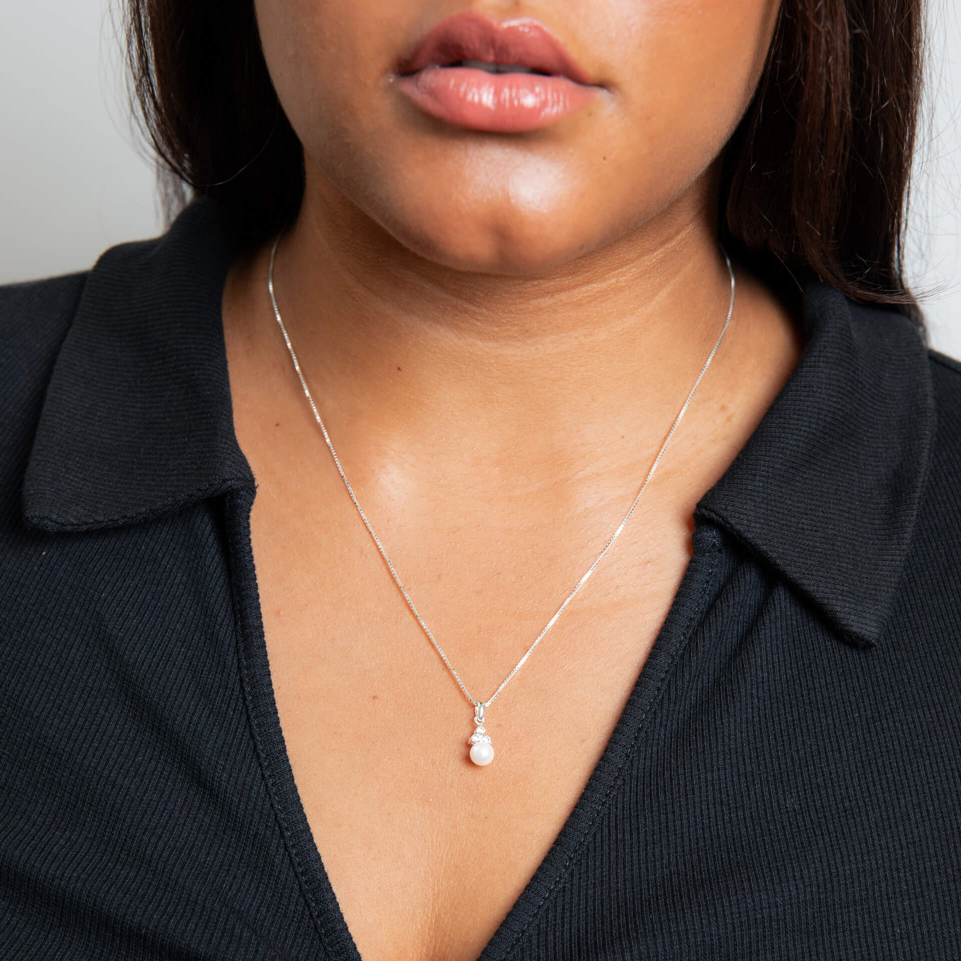 Gecko Jewellery Shell Pearl Drop Pendant | Recycled Sterling Silver