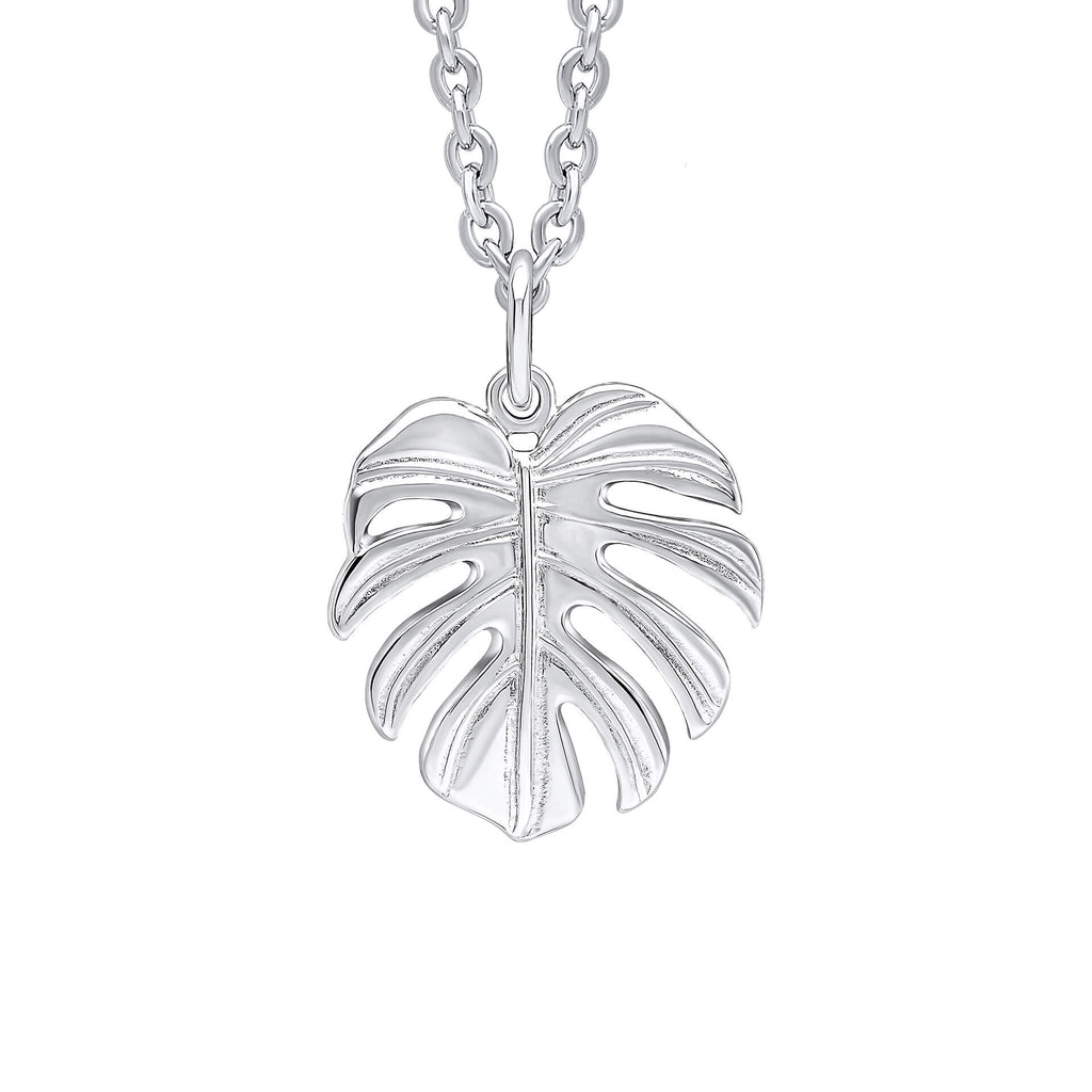Monstera Leaf Pendant in Recycled Sterling Silver | Gecko Jewellery