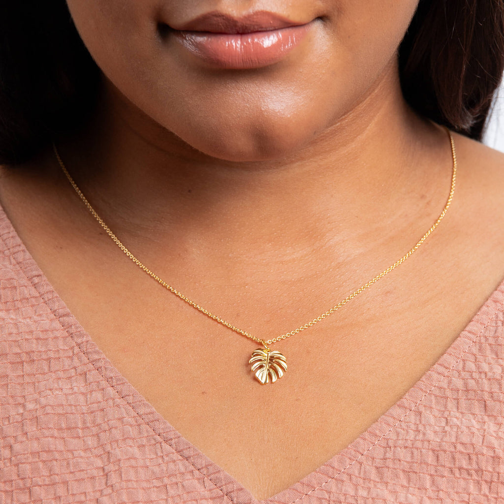 Monstera Leaf Pendant in Recycled Sterling Silver | Gecko Jewellery