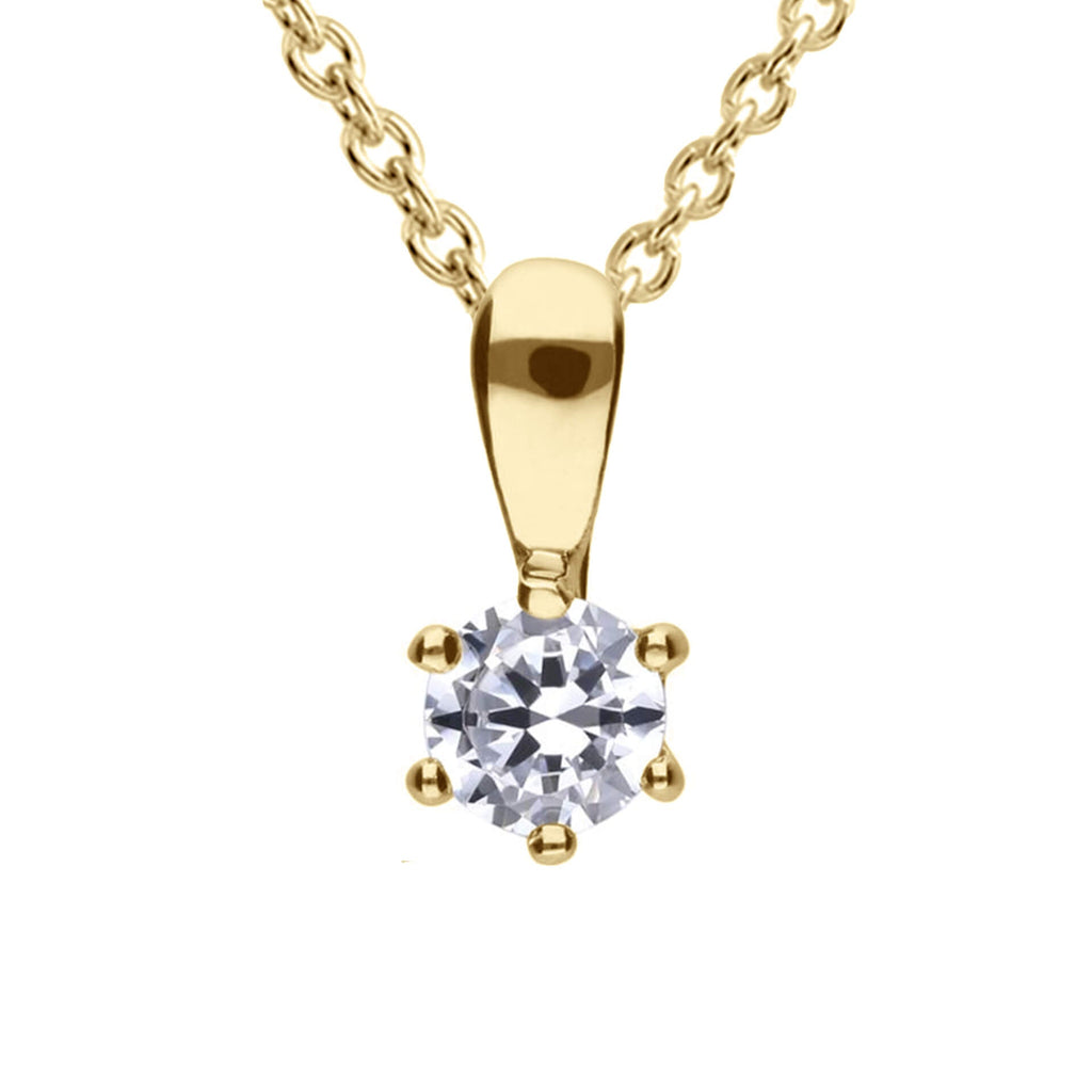 Diamonfire Six Claw Carat Pendant – Sterling Silver Zirconia Necklace