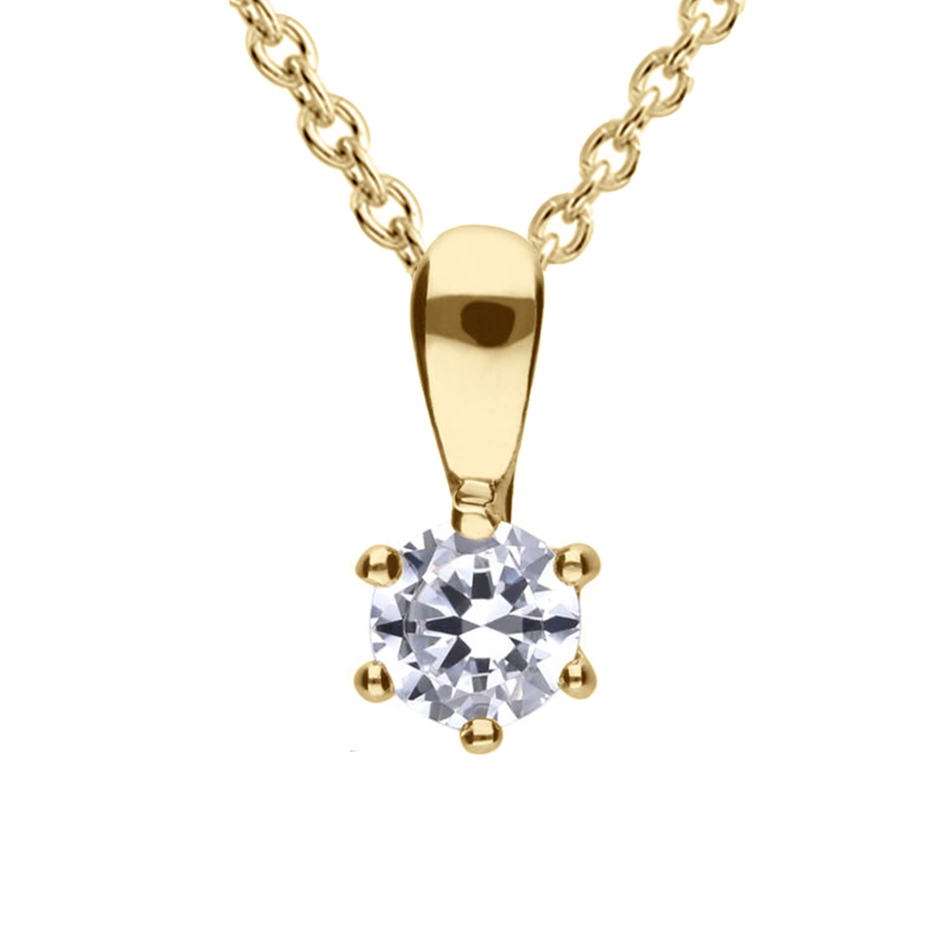 Diamonfire Six Claw Carat Pendant – Sterling Silver Zirconia Necklace