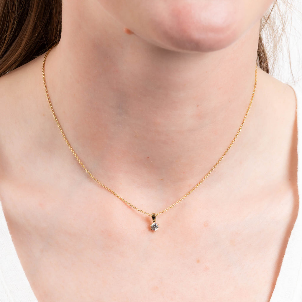 Diamonfire Six Claw Carat Pendant – Sterling Silver Zirconia Necklace