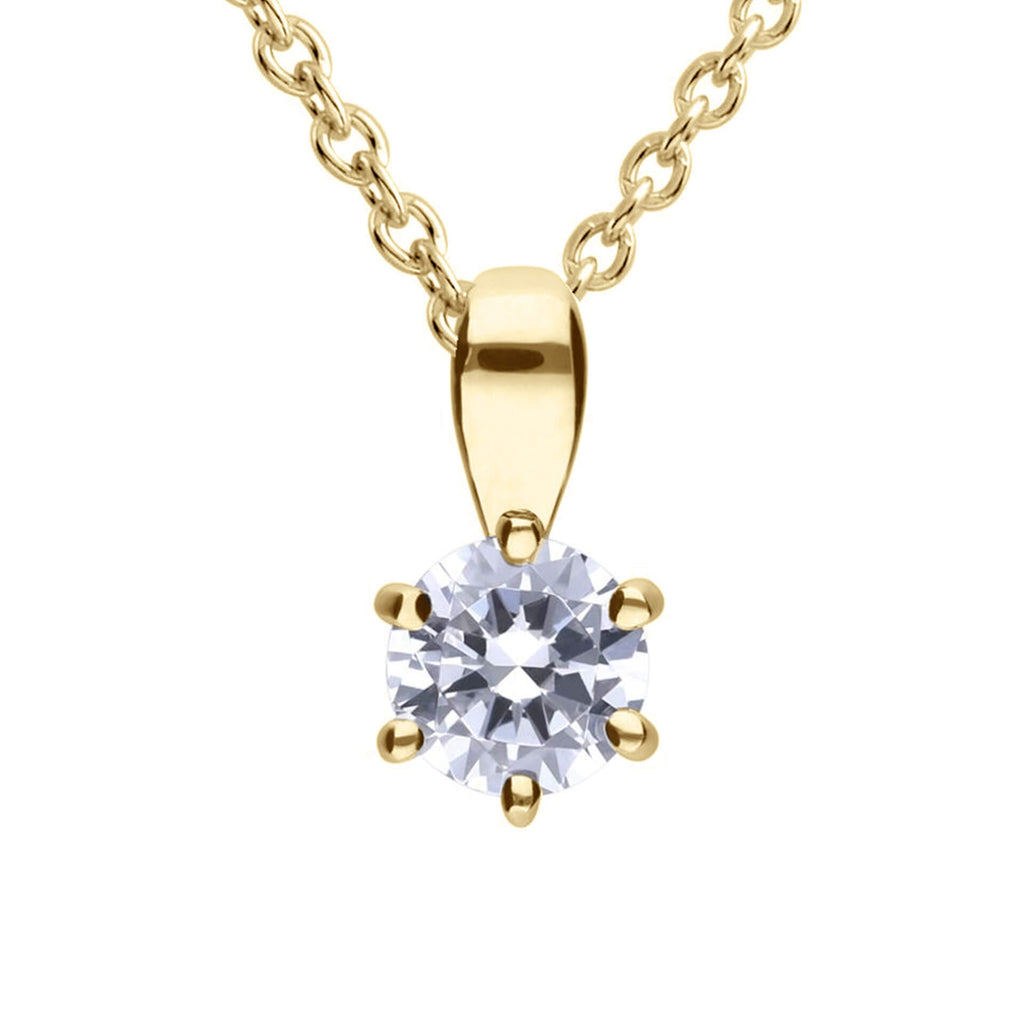 Diamonfire Six Claw Carat Pendant – Sterling Silver Zirconia Necklace