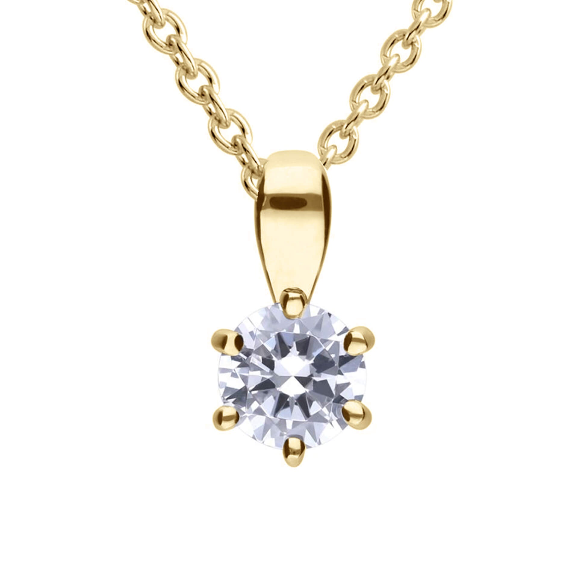 Diamonfire Six Claw Carat Pendant – Sterling Silver Zirconia Necklace
