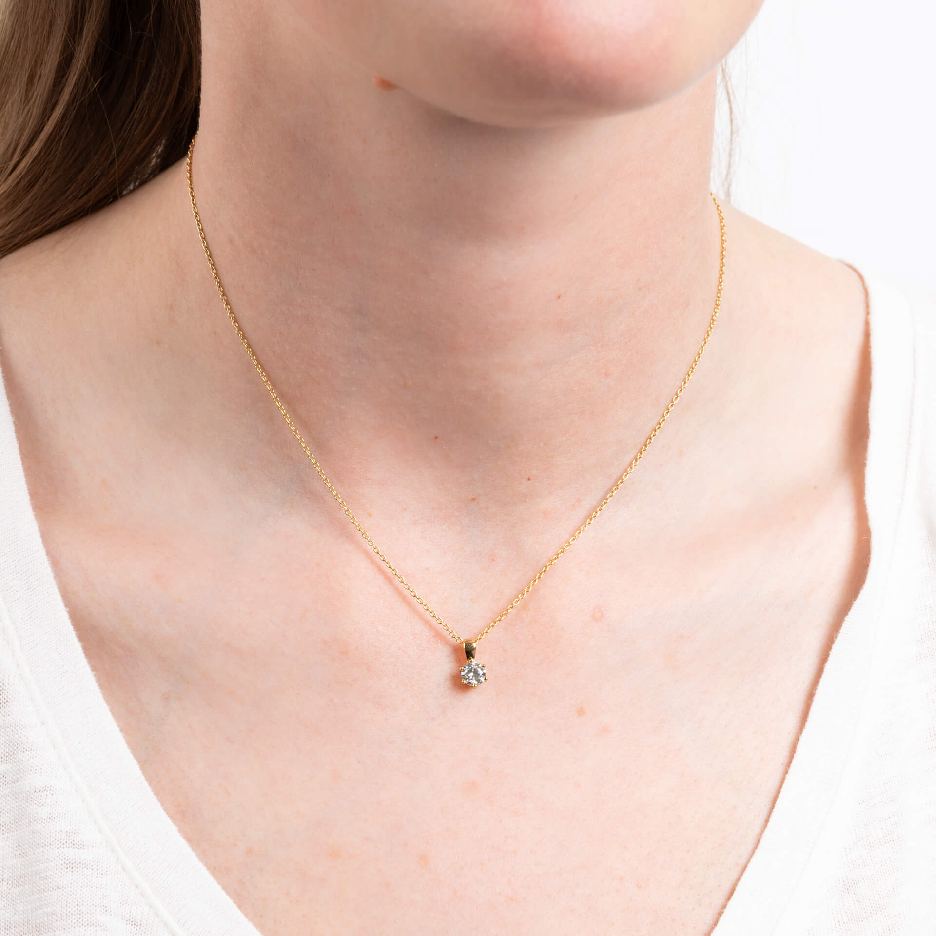 Diamonfire Six Claw Carat Pendant – Sterling Silver Zirconia Necklace