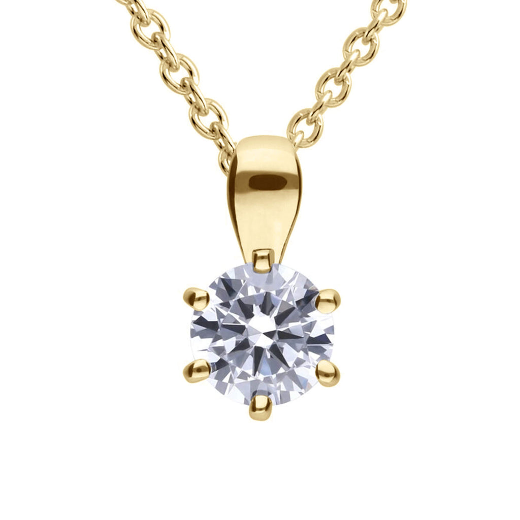 Diamonfire Six Claw Carat Pendant – Sterling Silver Zirconia Necklace