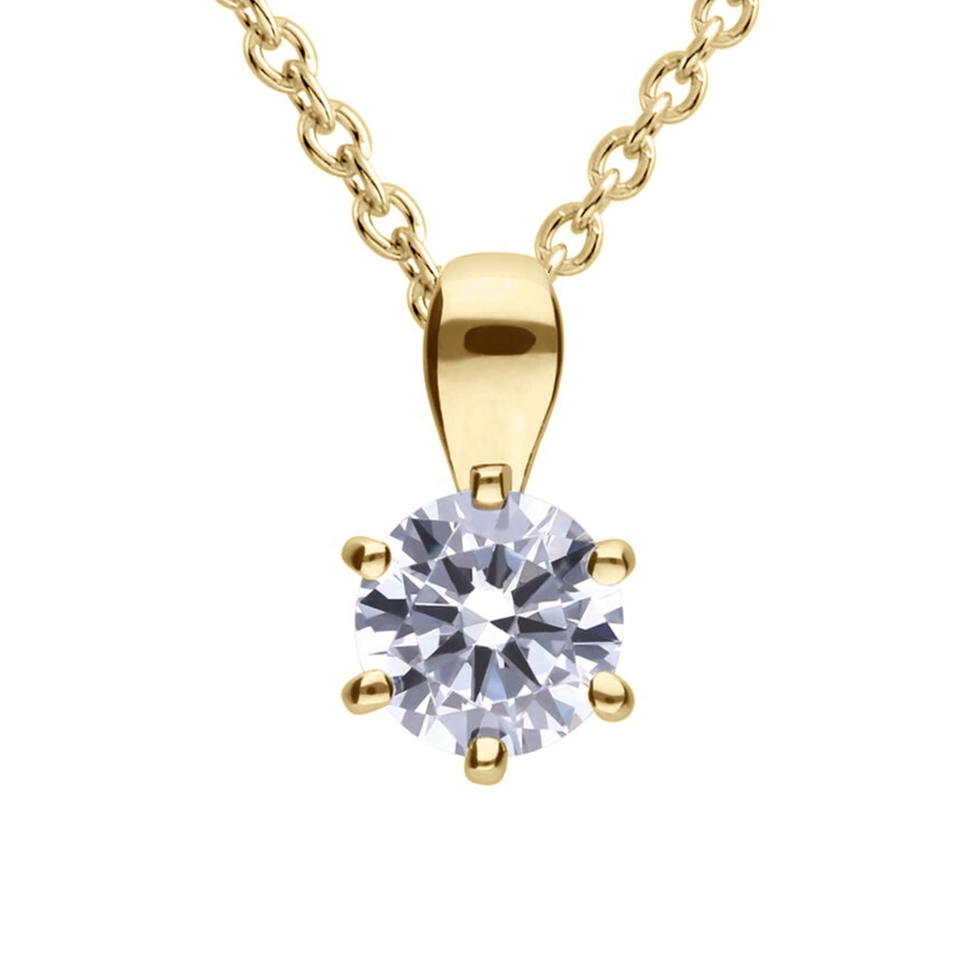 Diamonfire Six Claw Carat Pendant – Sterling Silver Zirconia Necklace