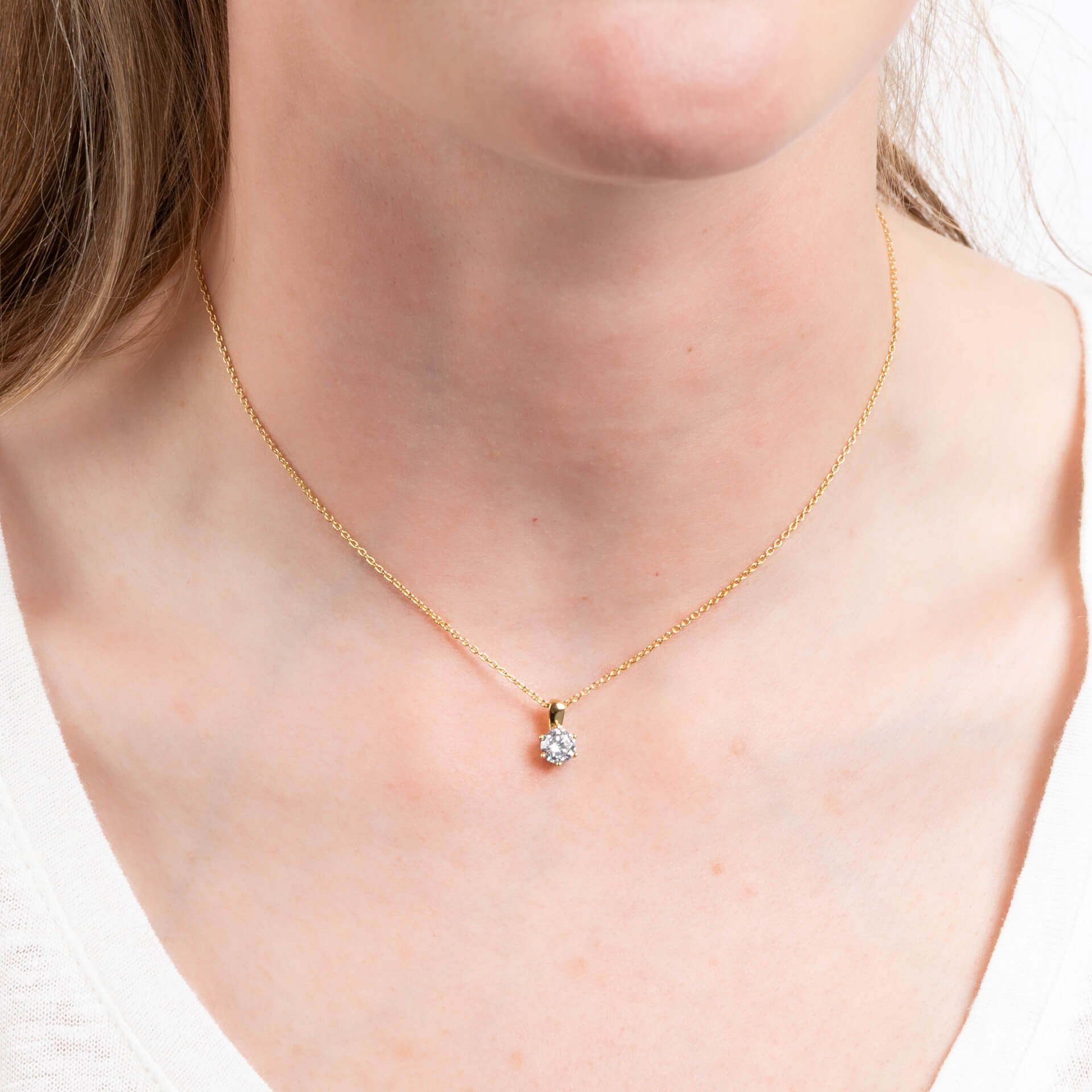 Diamonfire Six Claw Carat Pendant – Sterling Silver Zirconia Necklace