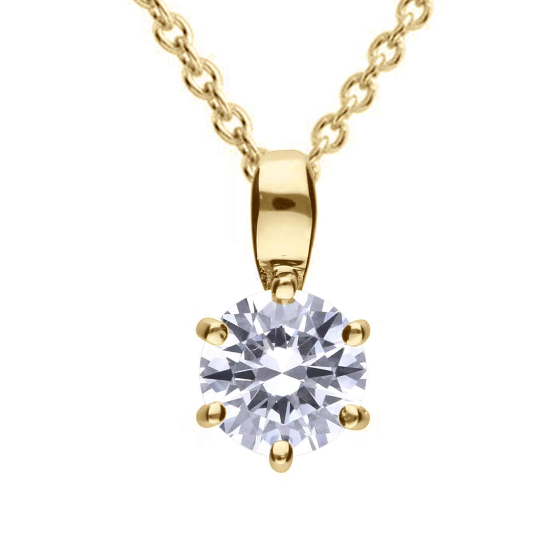 Diamonfire Six Claw Carat Pendant – Sterling Silver Zirconia Necklace