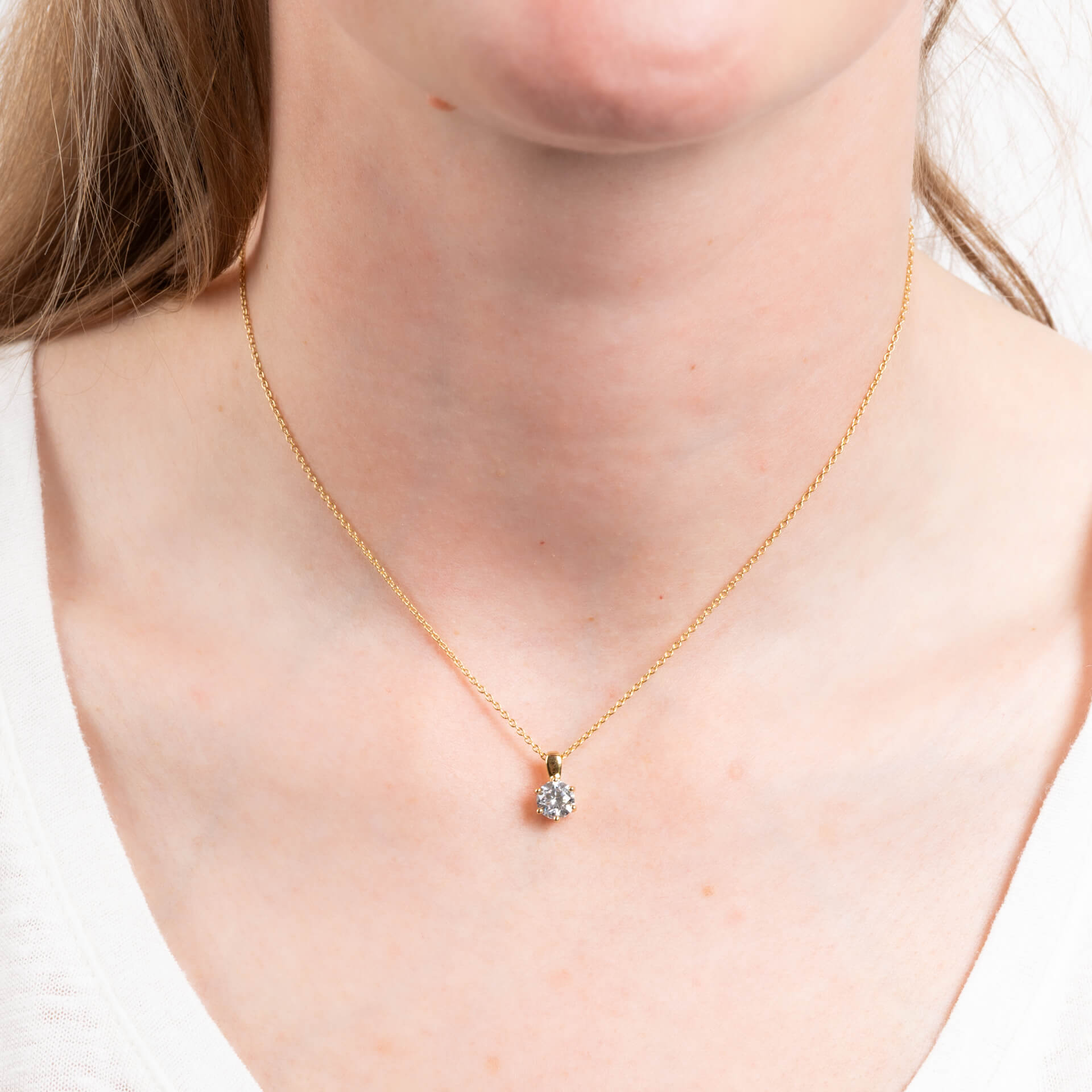 Diamonfire Six Claw Carat Pendant – Sterling Silver Zirconia Necklace