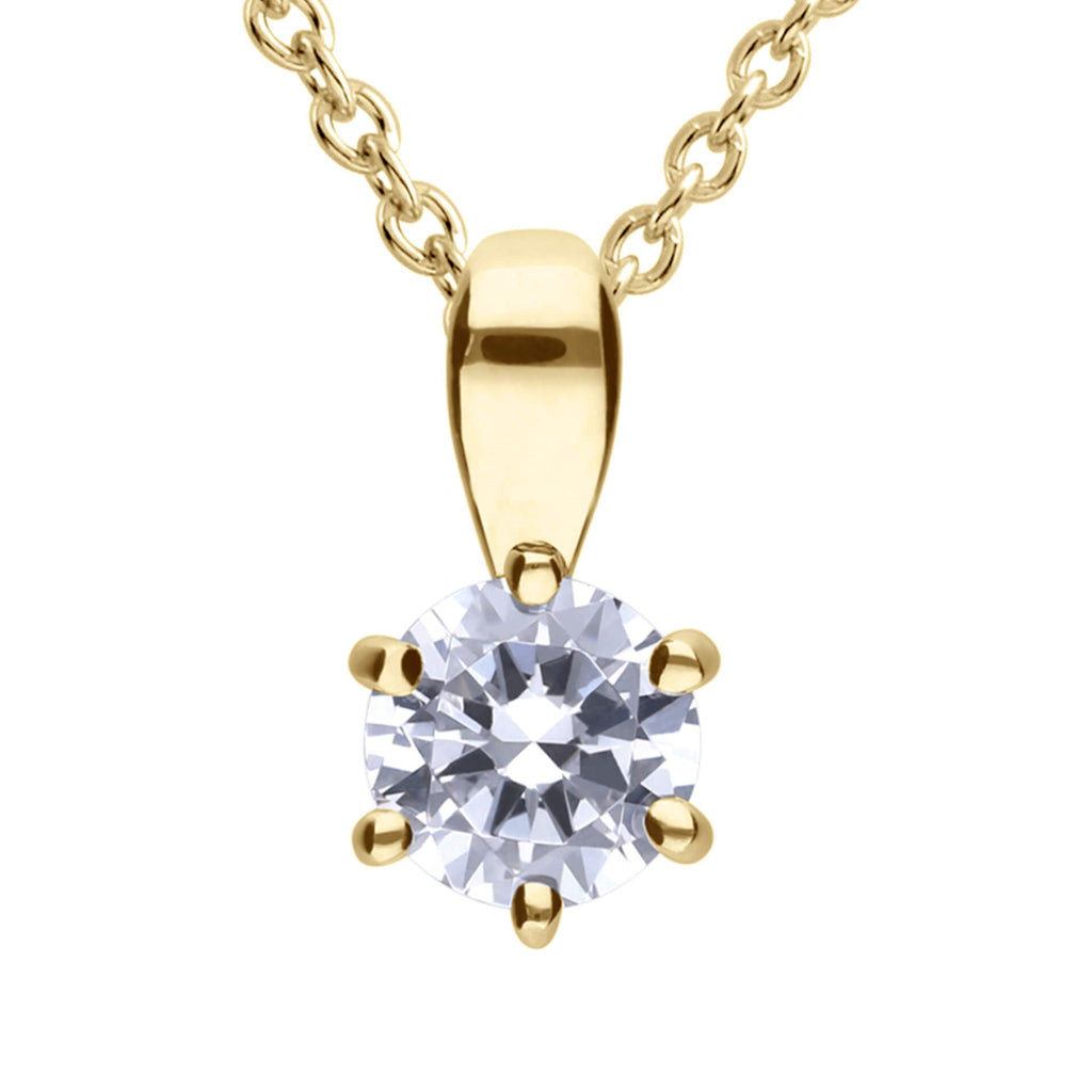 Diamonfire Six Claw Carat Pendant – Sterling Silver Zirconia Necklace