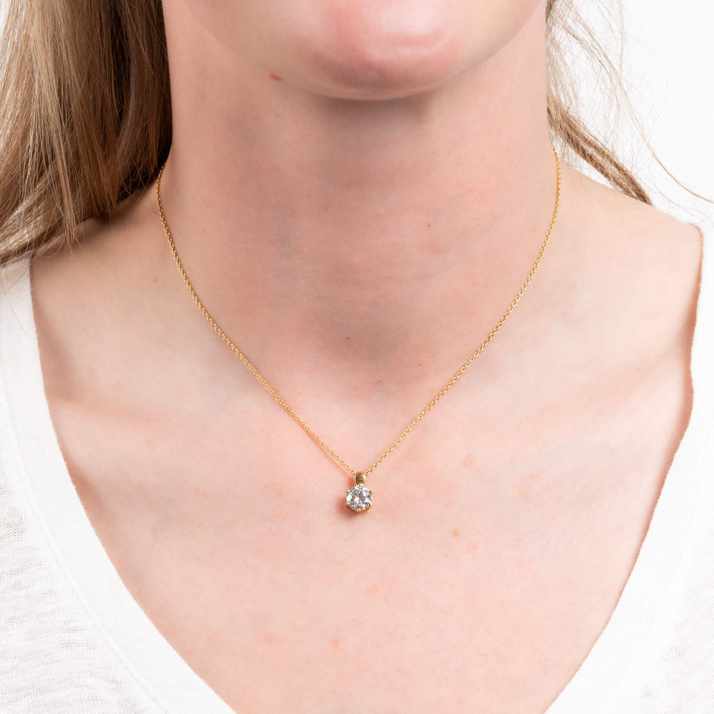 Diamonfire Six Claw Carat Pendant – Sterling Silver Zirconia Necklace