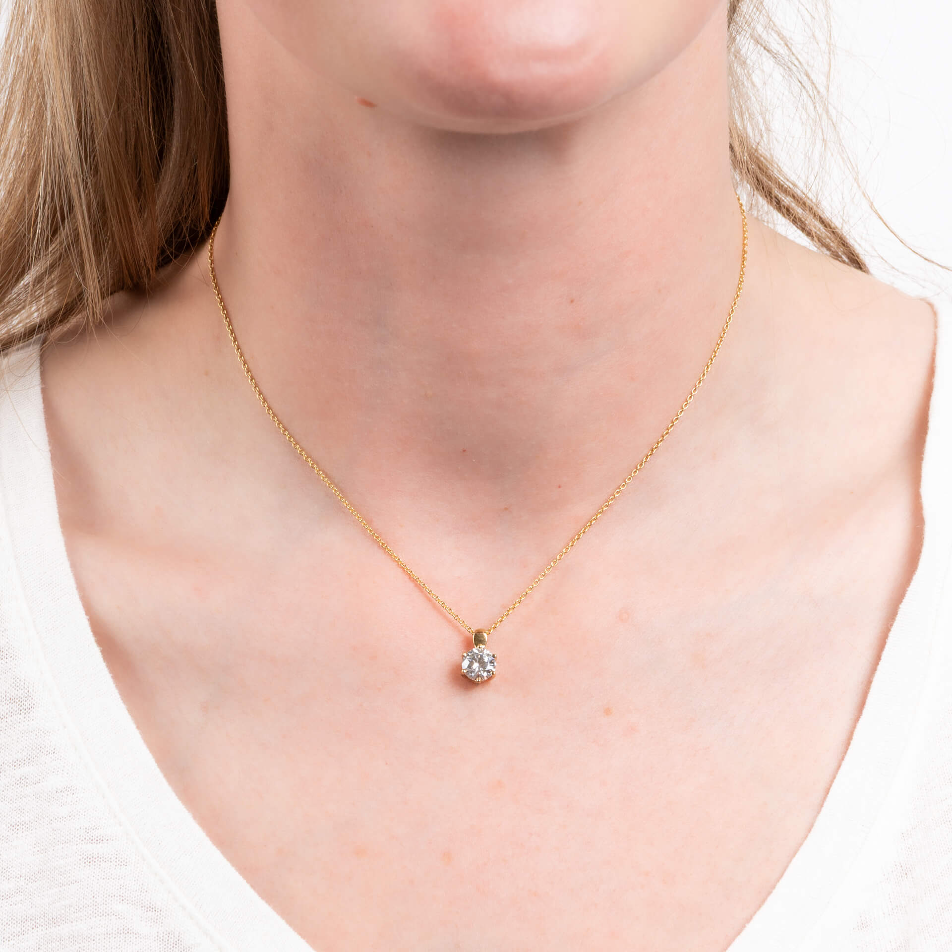 Diamonfire Six Claw Carat Pendant – Sterling Silver Zirconia Necklace