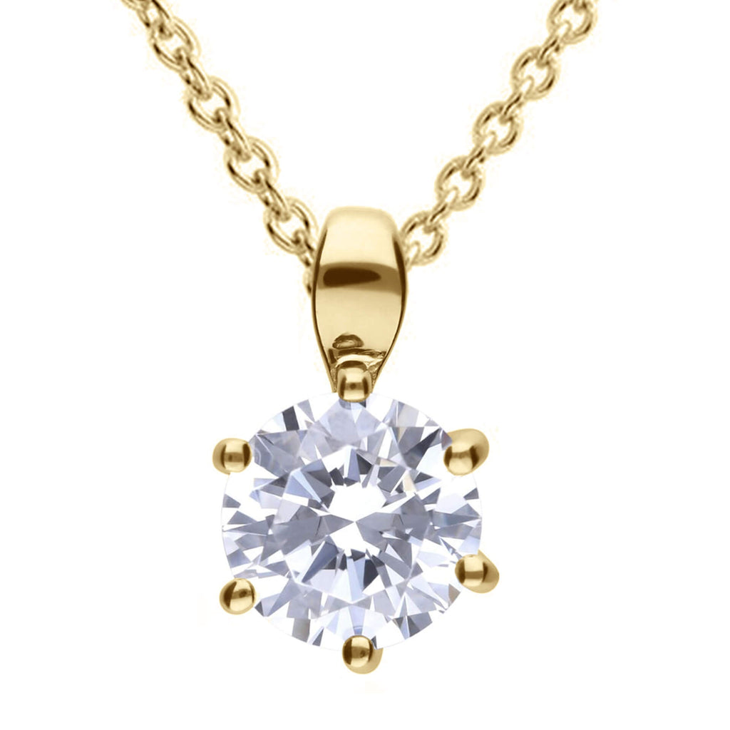 Diamonfire Six Claw Carat Pendant – Sterling Silver Zirconia Necklace
