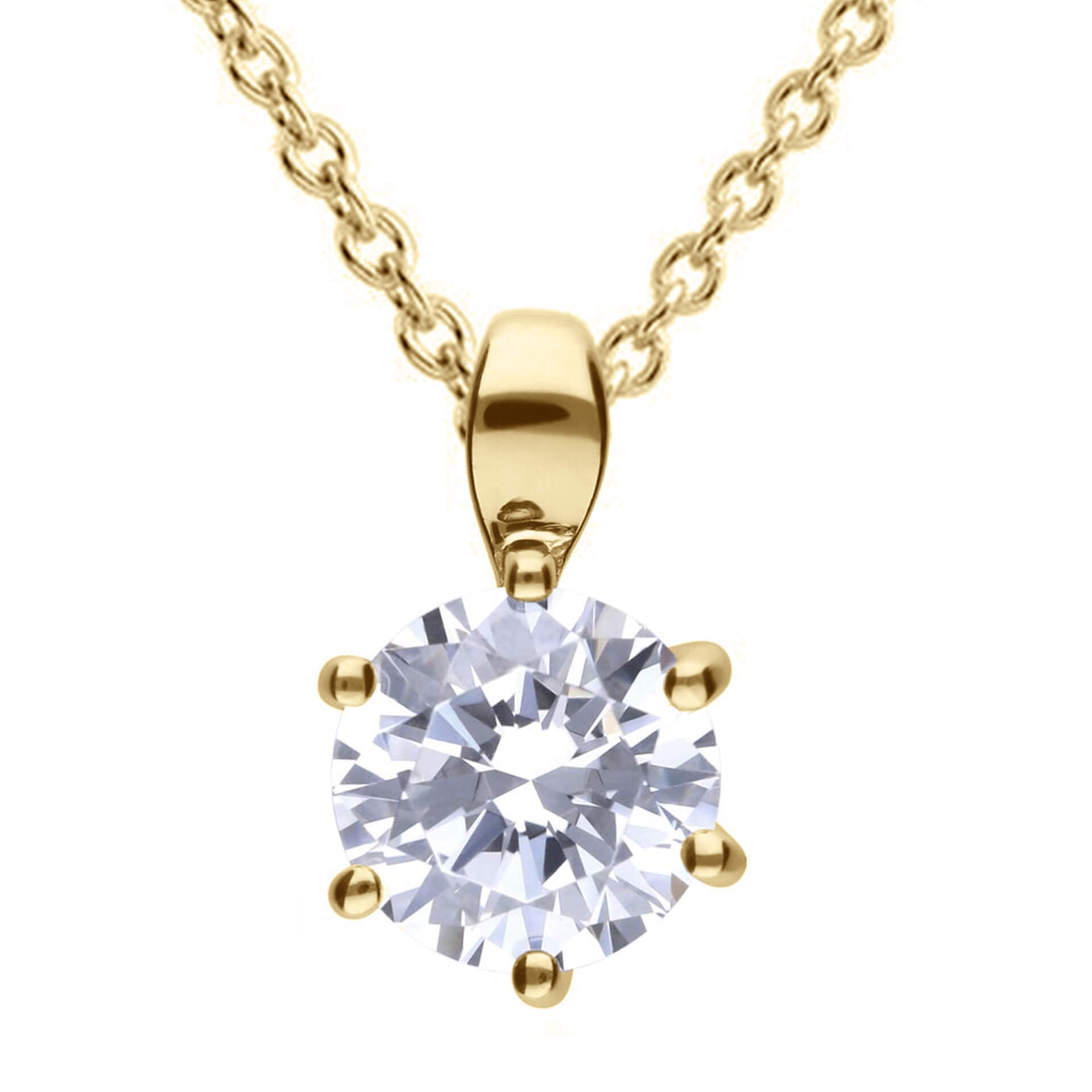 Diamonfire Six Claw Carat Pendant – Sterling Silver Zirconia Necklace