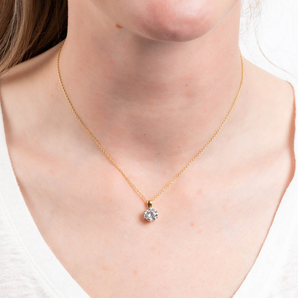 Diamonfire Six Claw Carat Pendant – Sterling Silver Zirconia Necklace