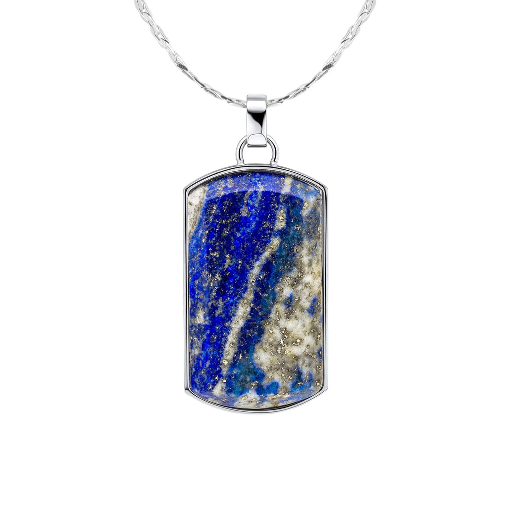 Gecko Jewellery Lapis Lazuli Dog Tag Pendant – Stainless Steel Necklace