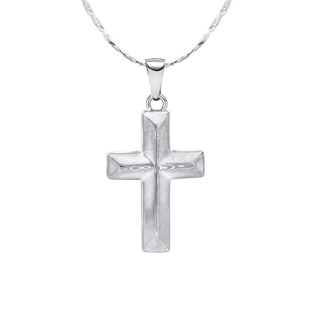 Gecko Jewellery Damascus Steel Cross Pendant – Rugged Stainless Steel
