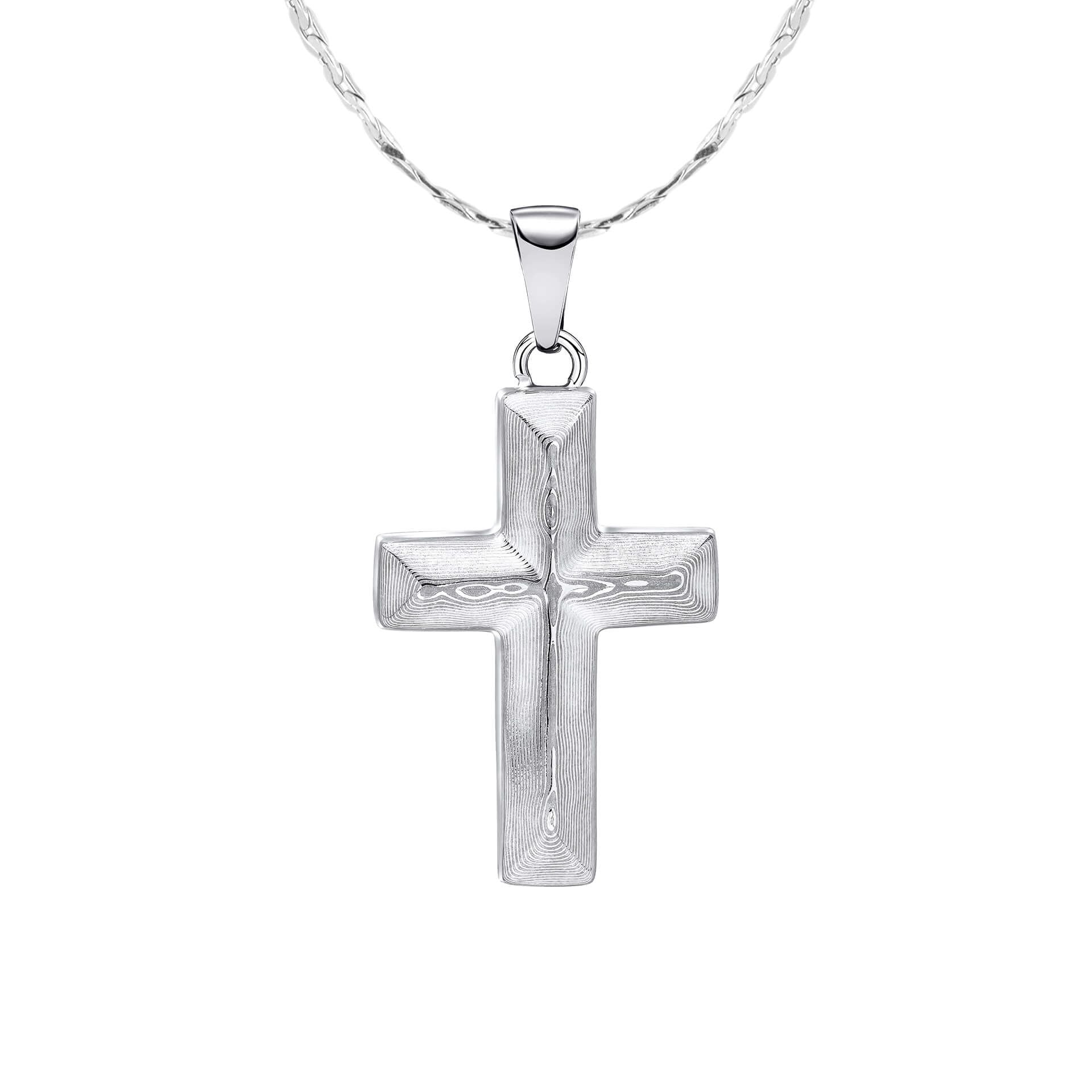 Gecko Jewellery Damascus Steel Cross Pendant – Rugged Stainless Steel