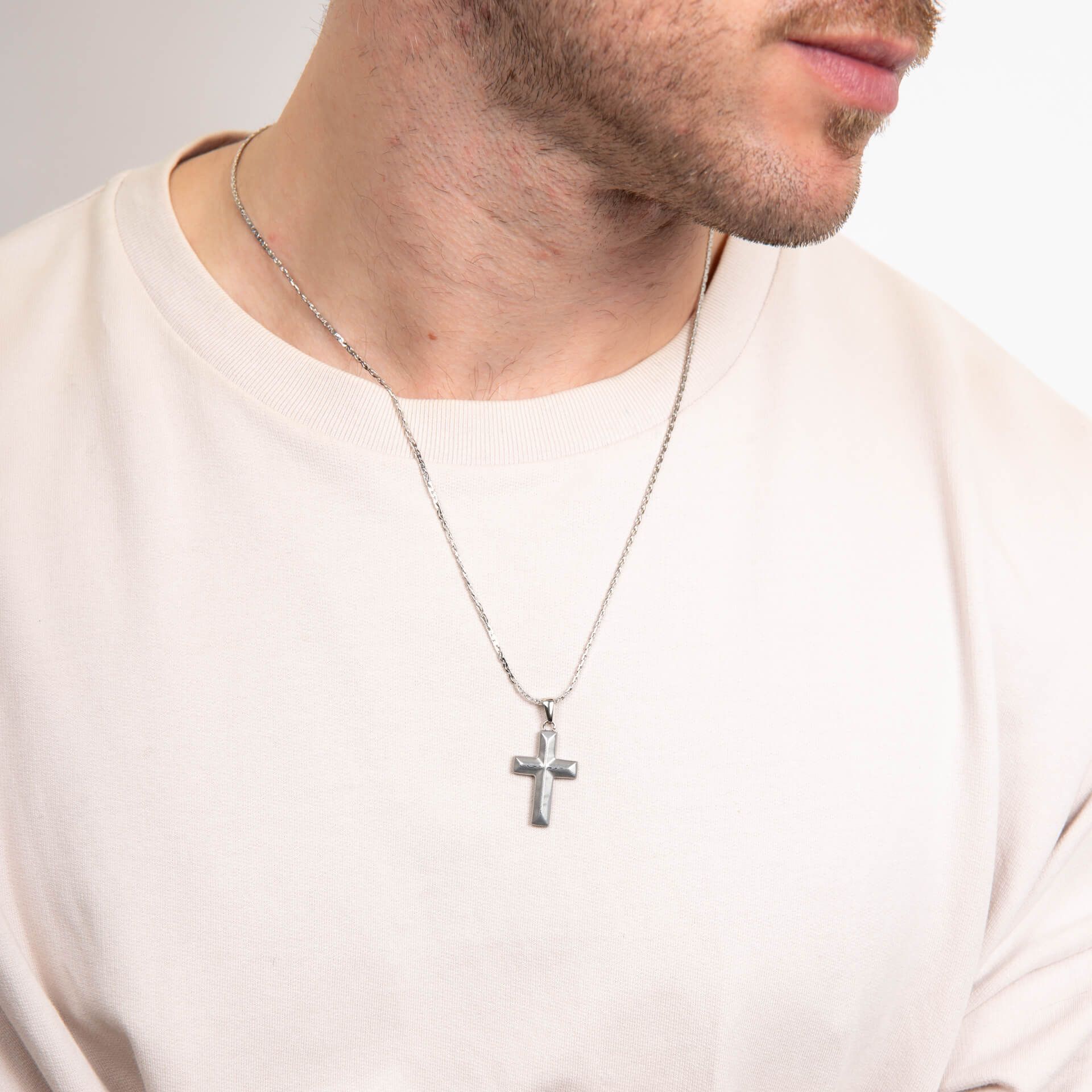Gecko Jewellery Damascus Steel Cross Pendant – Rugged Stainless Steel