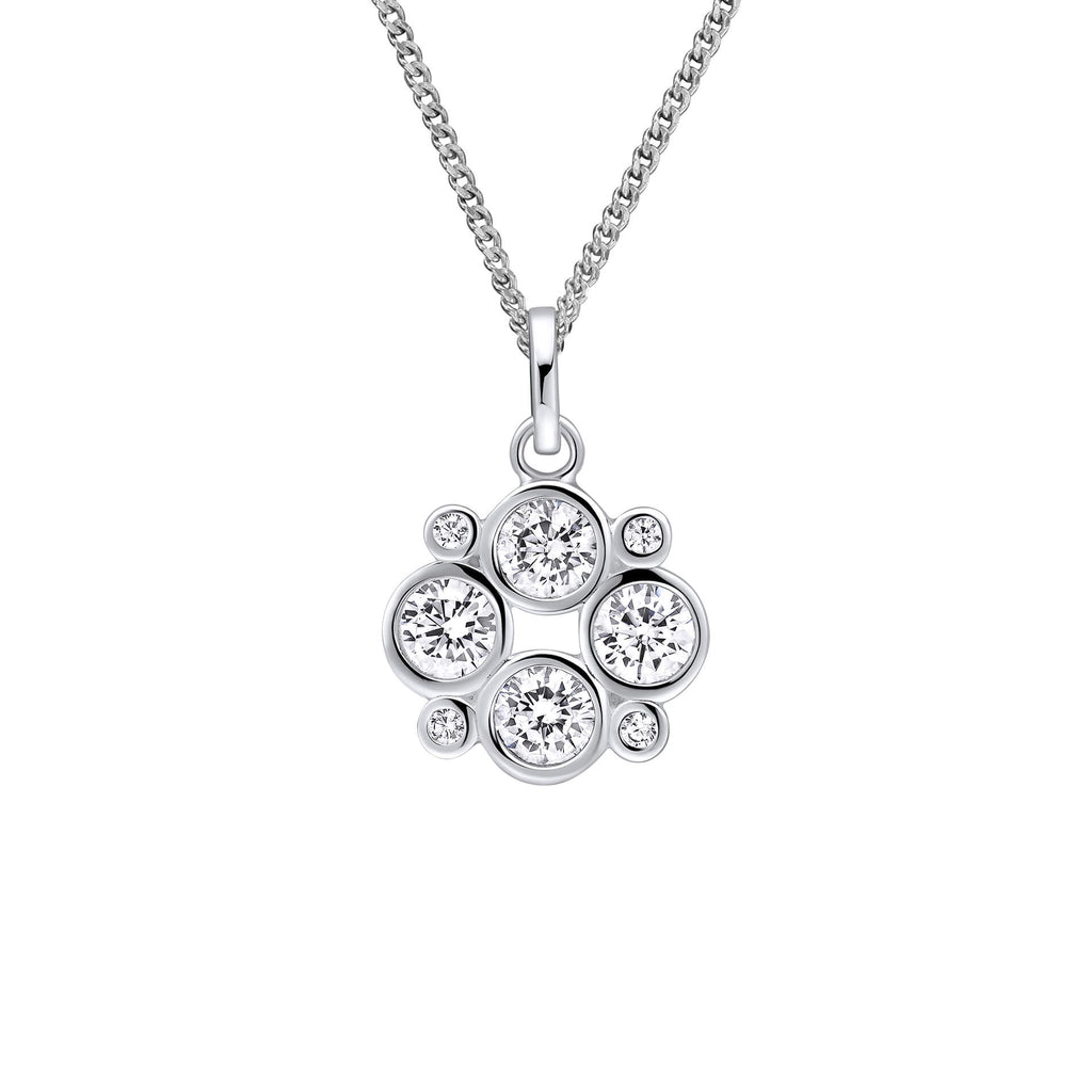 Gecko Jewellery Recycled Sterling Silver Cubic Zirconia Floral Pendant