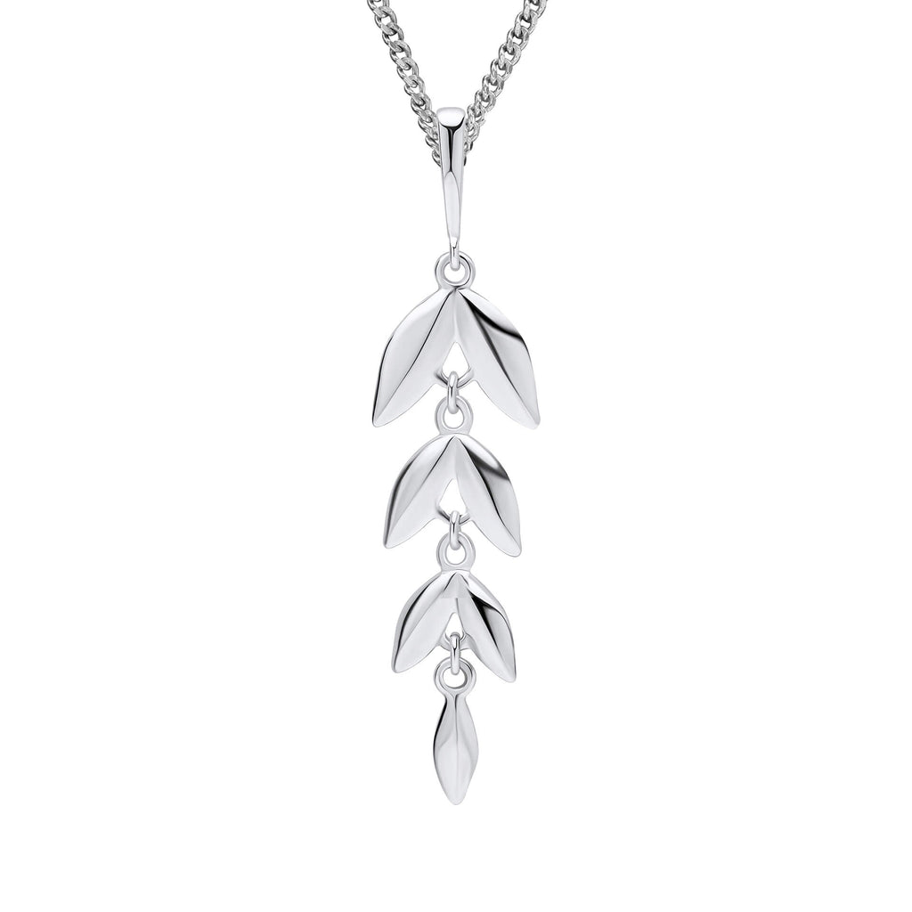 Gecko Jewellery Long Leaf Drop Pendant | Recycled Sterling Silver