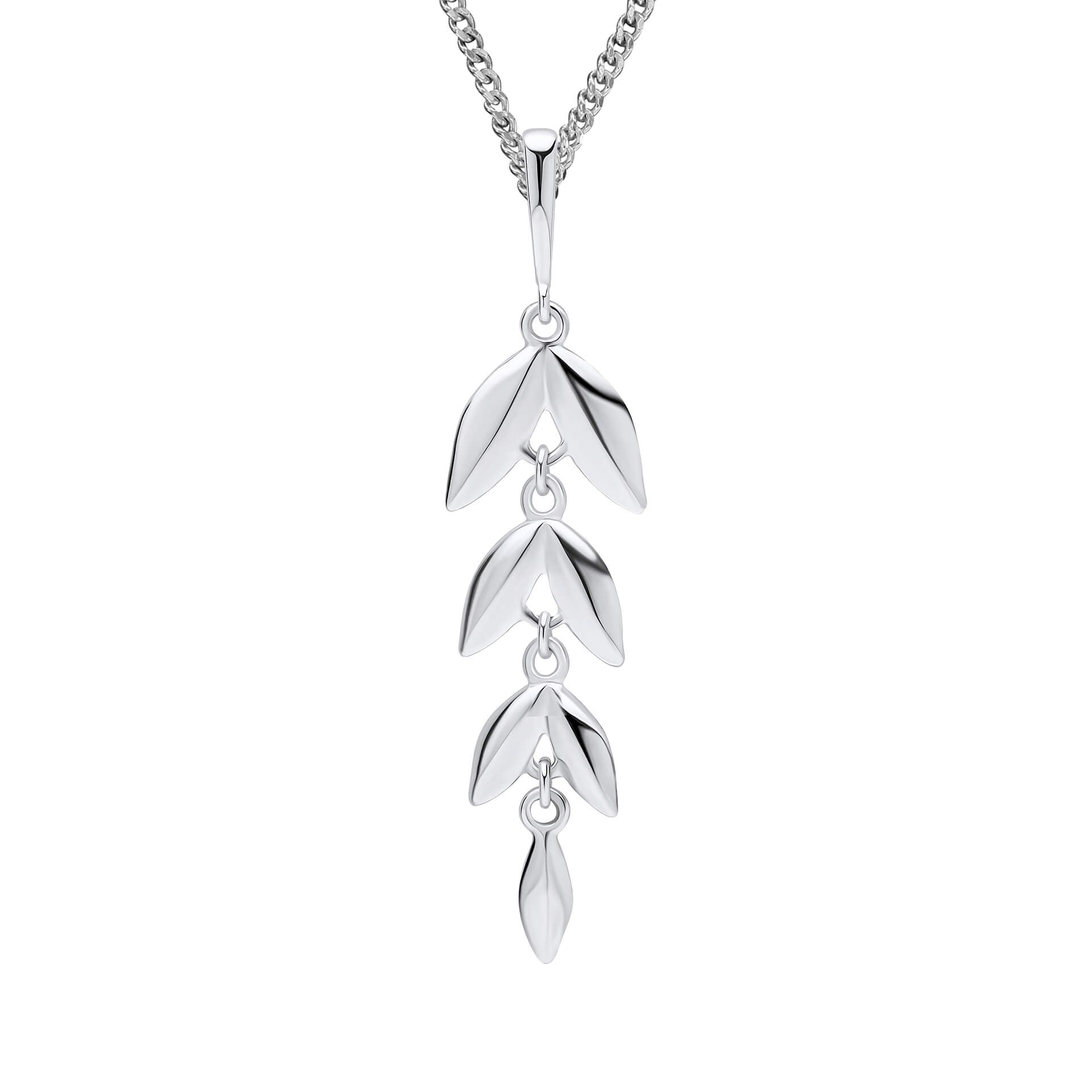 Gecko Jewellery Long Leaf Drop Pendant | Recycled Sterling Silver