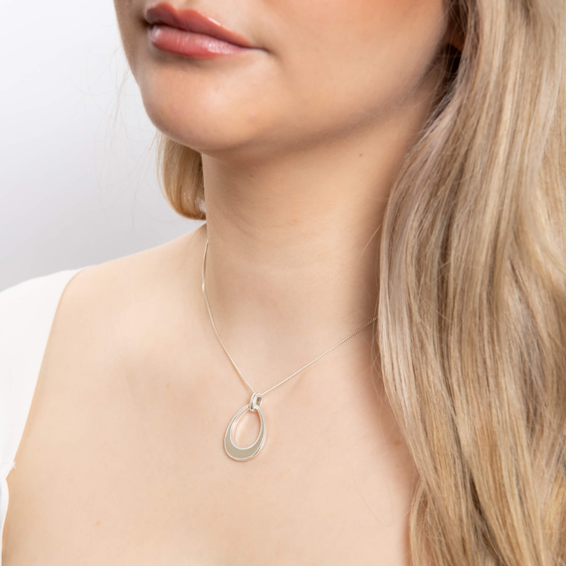 Gecko Jewellery Open Teardrop Pendant | Recycled Sterling Silver
