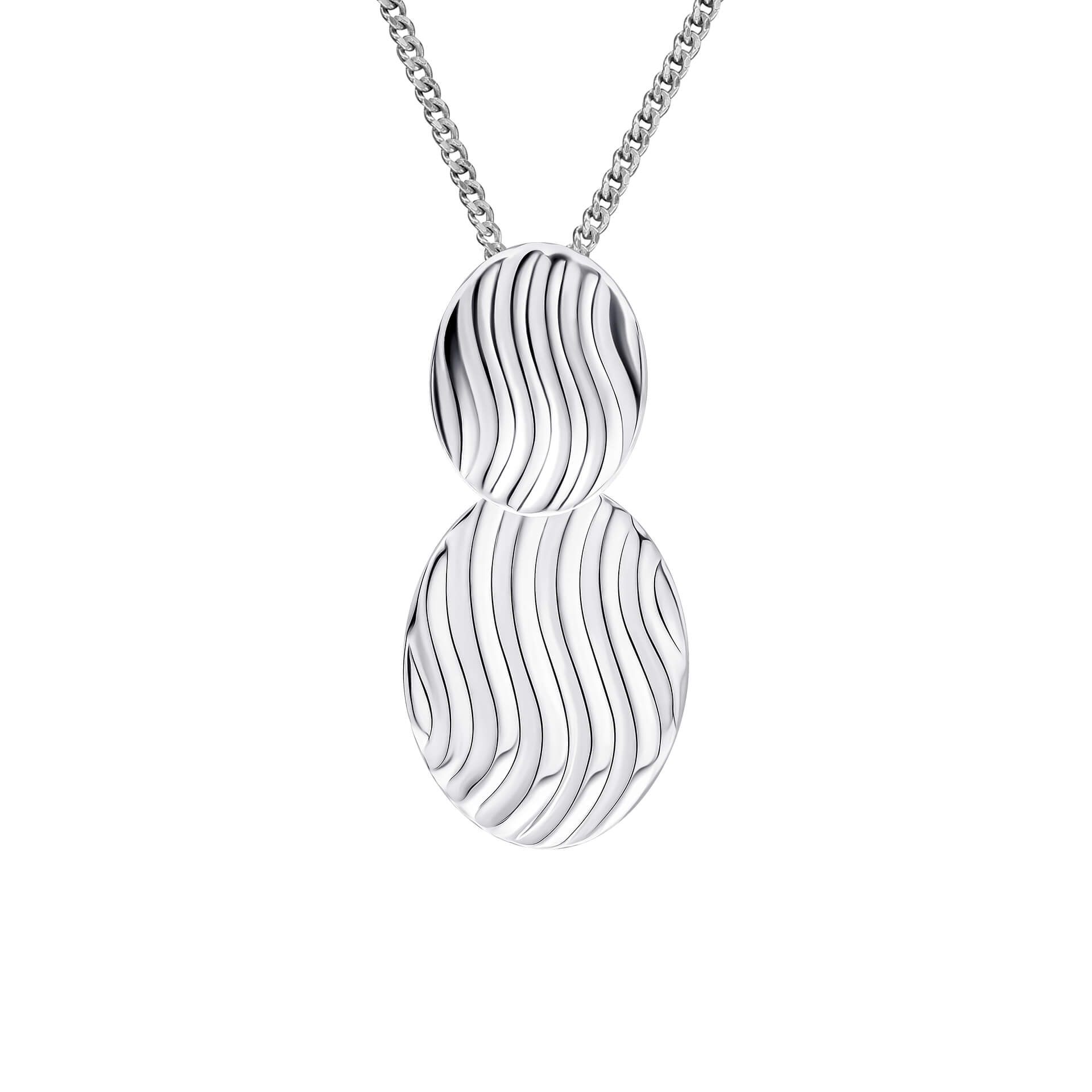 Gecko Jewellery Wave Texture Double Drop Pendant in Sterling Silver