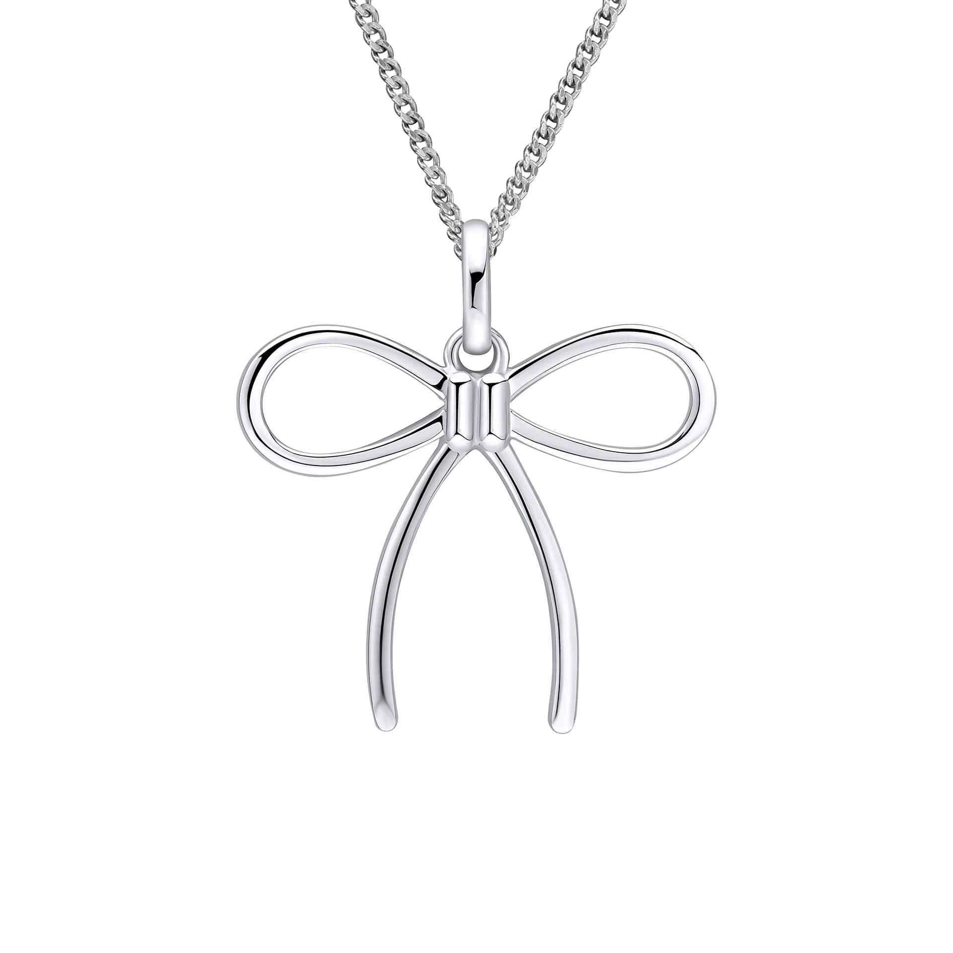 Gecko Jewellery Thin Bow Pendant – Recycled Sterling Silver Necklace