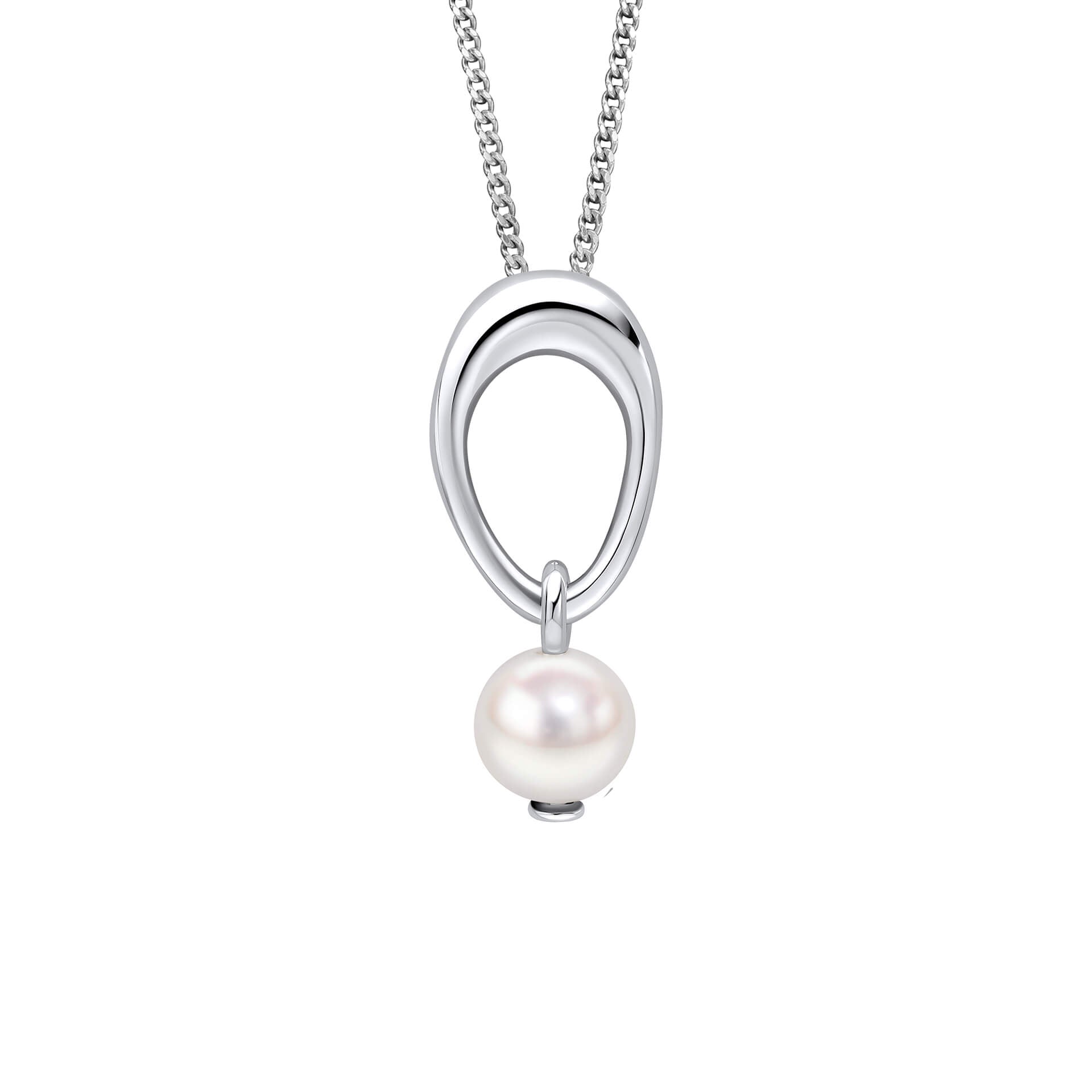 Gecko Jewellery Organic Oval Freshwater Pearl Pendant in Sterling Silver