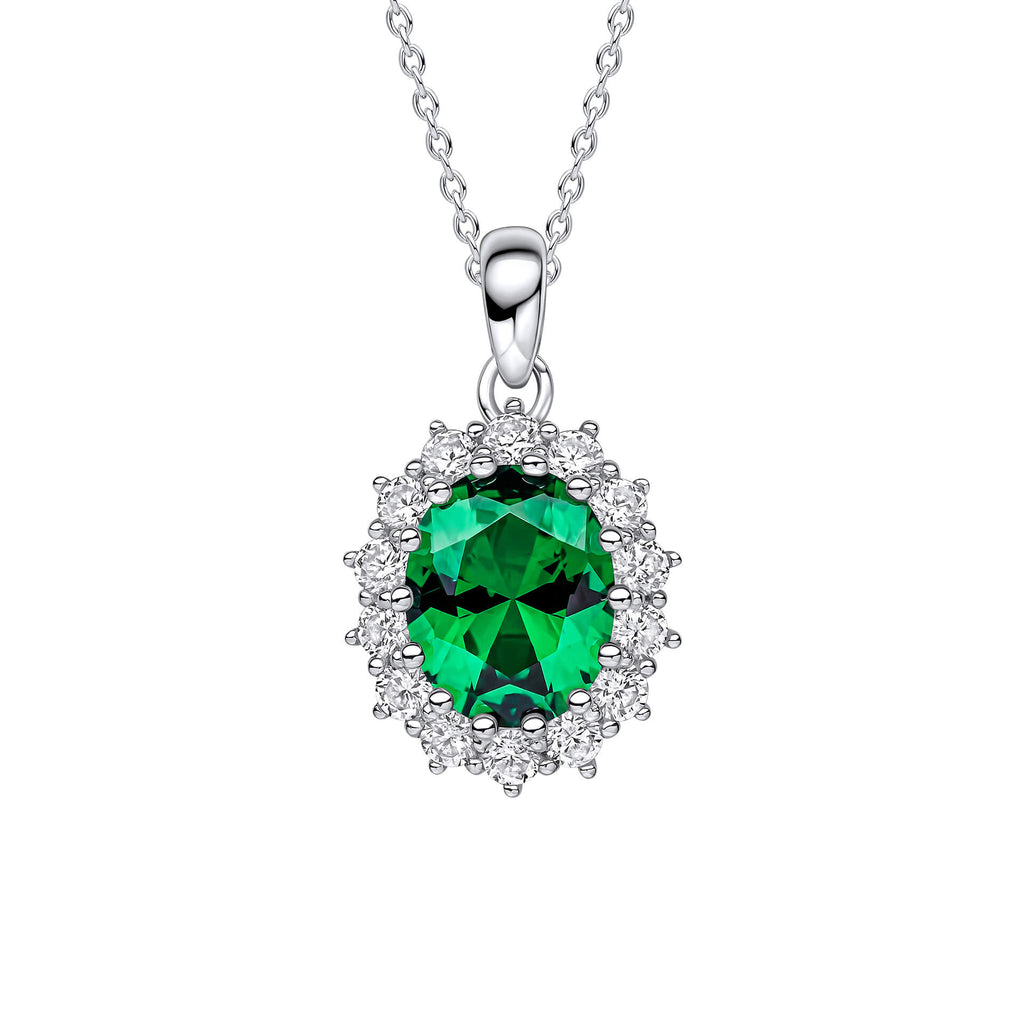 Gecko Jewellery Oval Diamonfire Zirconia Pendant in Sterling Silver