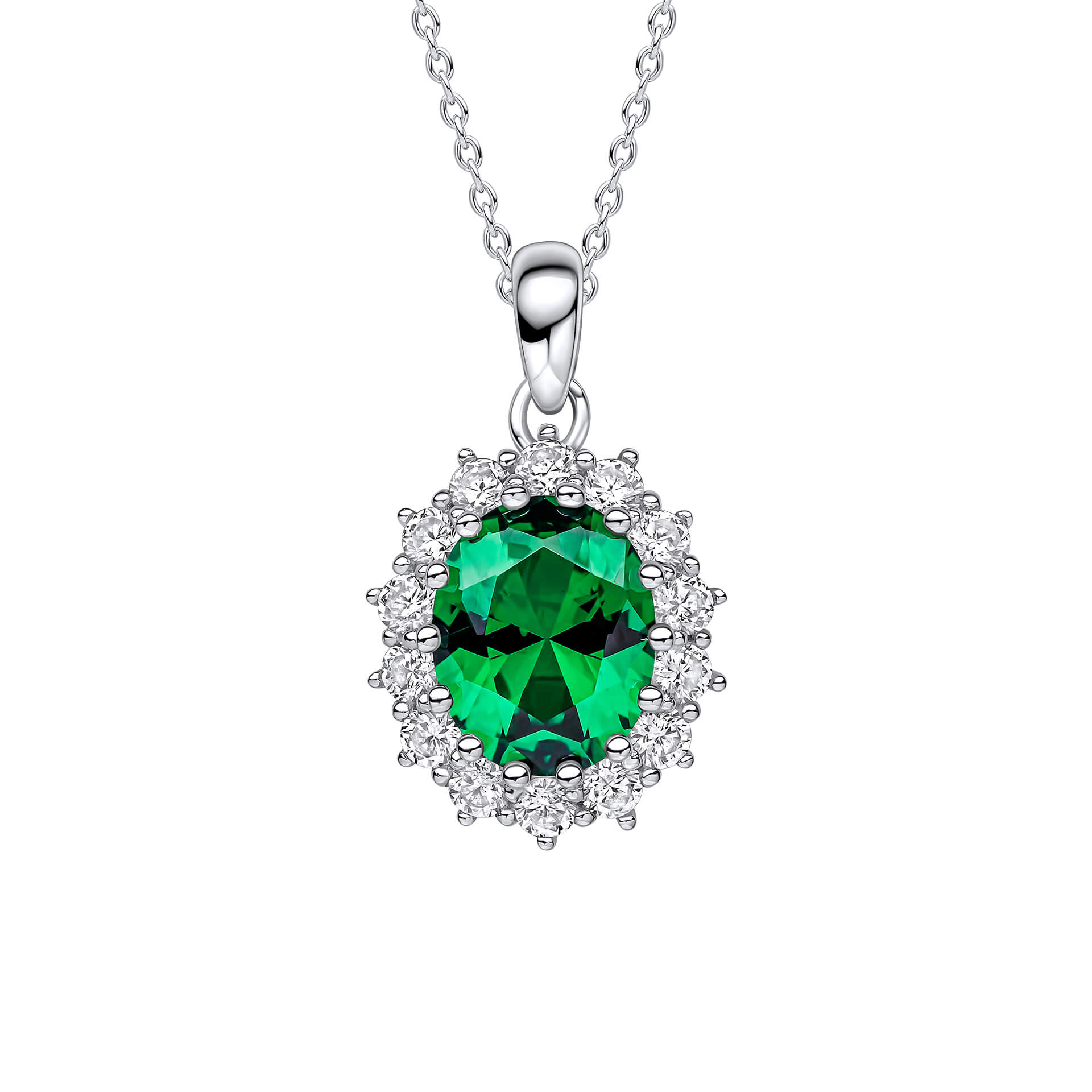 Gecko Jewellery Oval Diamonfire Zirconia Pendant in Sterling Silver