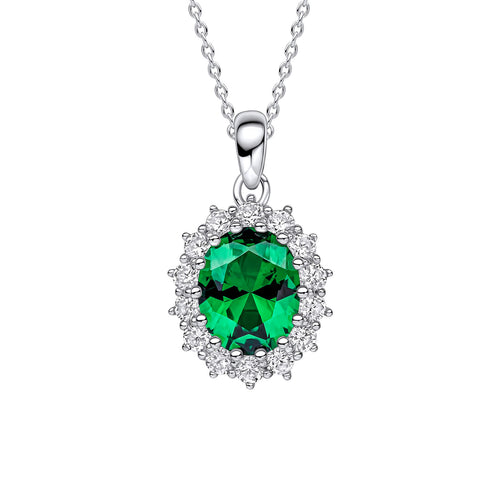 Gecko Jewellery Oval Diamonfire Zirconia Pendant in Sterling Silver