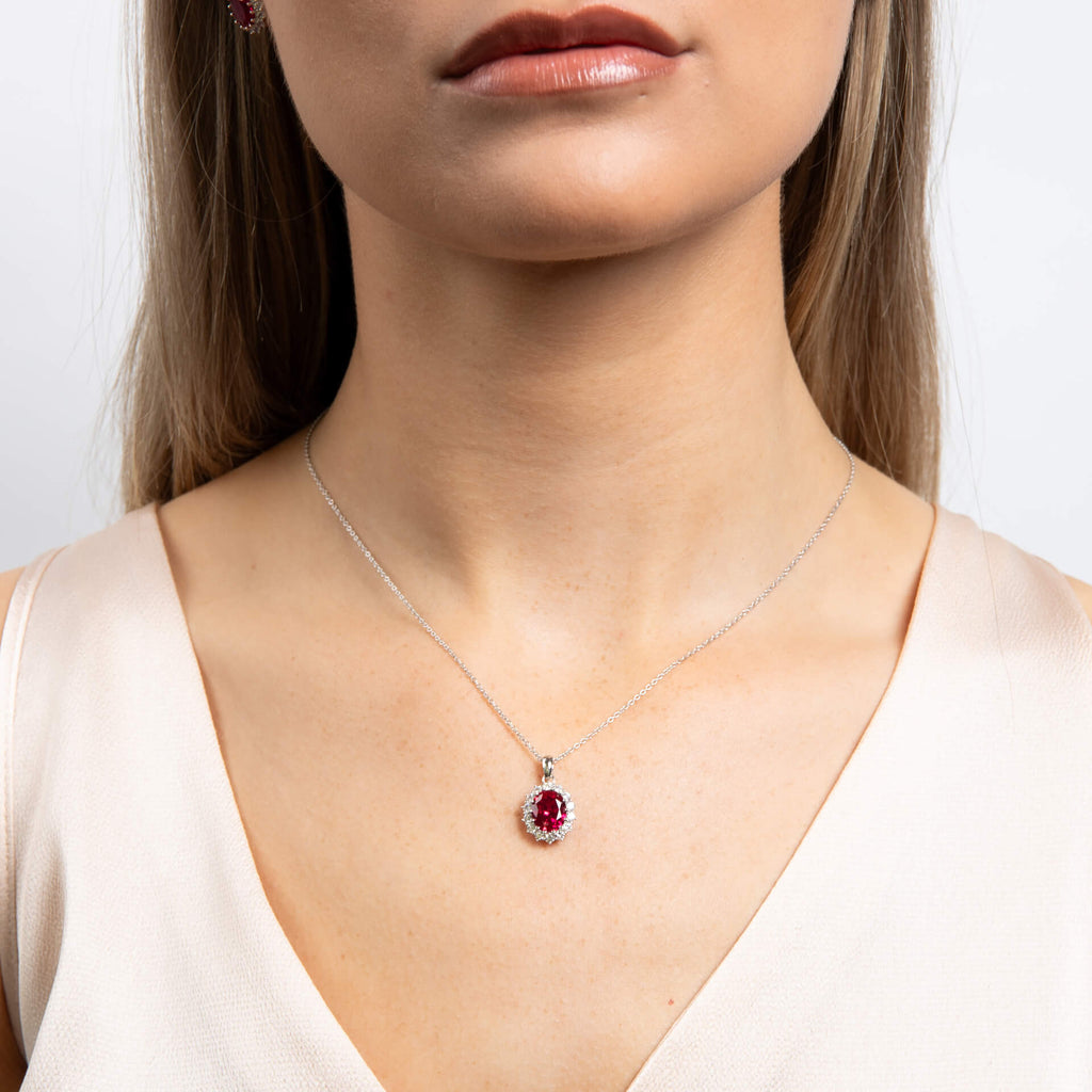 Gecko Jewellery Oval Diamonfire Zirconia Pendant in Sterling Silver