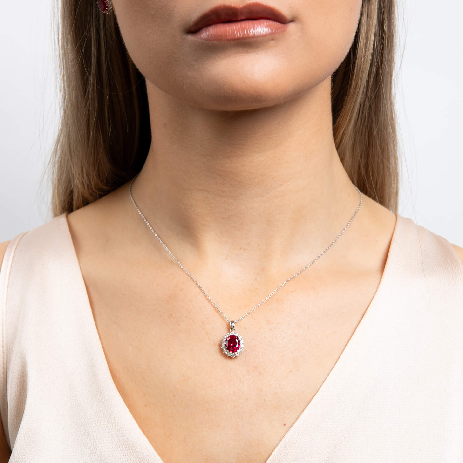 Gecko Jewellery Oval Diamonfire Zirconia Pendant in Sterling Silver