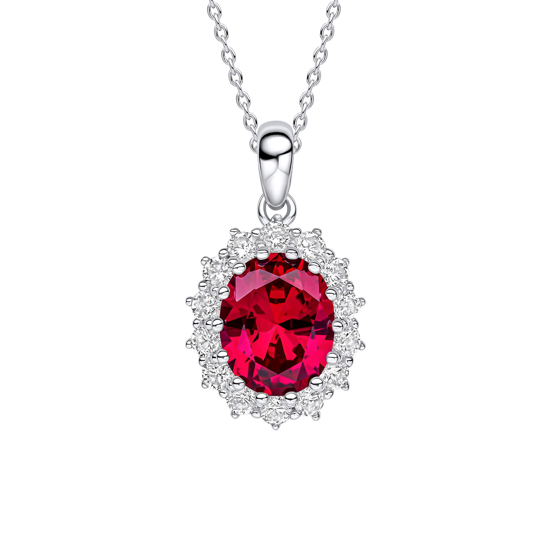 Gecko Jewellery Oval Diamonfire Zirconia Pendant in Sterling Silver