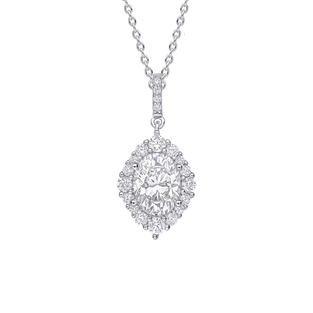 Gecko Jewellery Oval Cluster Pendant – Sterling Silver Diamonfire Zirconia