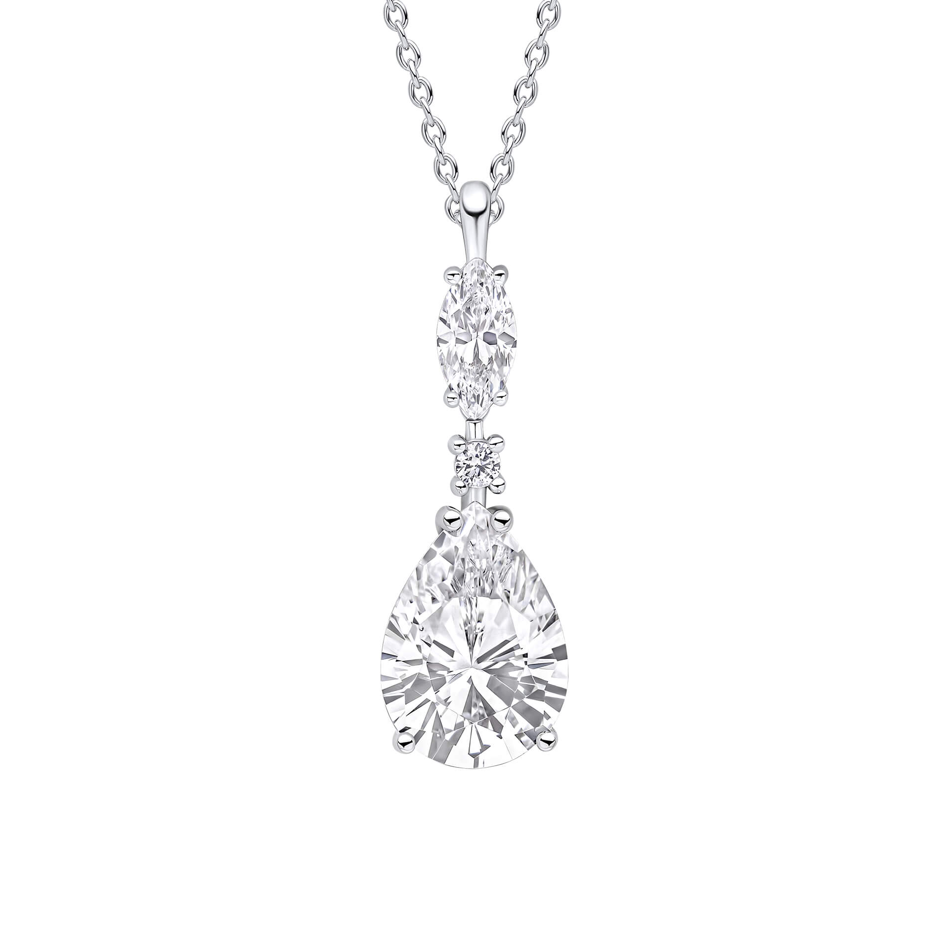 Gecko Jewellery Sterling Silver Teardrop and Marquise Drop Pendant