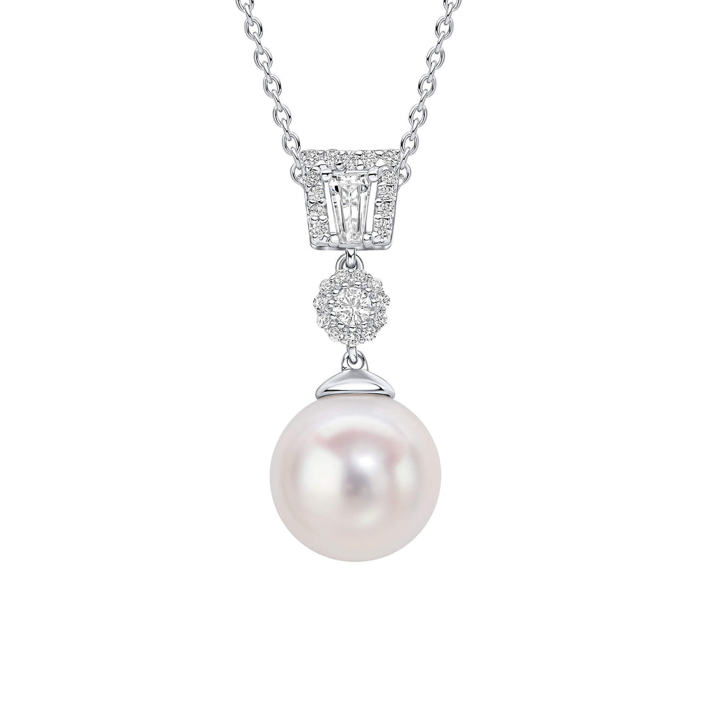 Gecko Jewellery Zirconia and Shell Pearl Drop Pendant in Sterling Silver