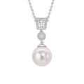 Gecko Jewellery Zirconia and Shell Pearl Drop Pendant in Sterling Silver