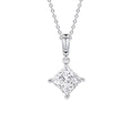 Gecko Jewellery Princess Cut Drop Pendant | Sterling Silver & Platinum