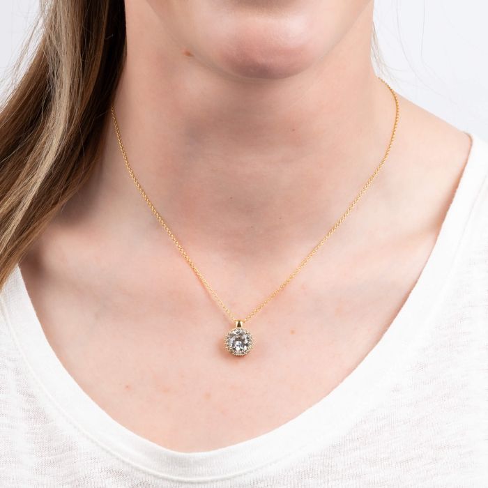 Diamonfire Halo Pendant – Sterling Silver Zirconia Necklace by Gecko