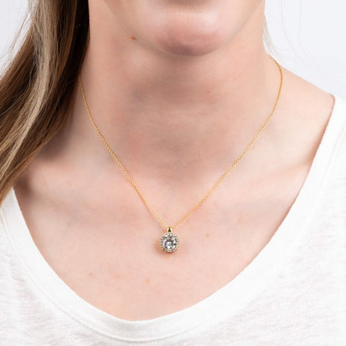 Diamonfire Halo Pendant – Sterling Silver Zirconia Necklace by Gecko